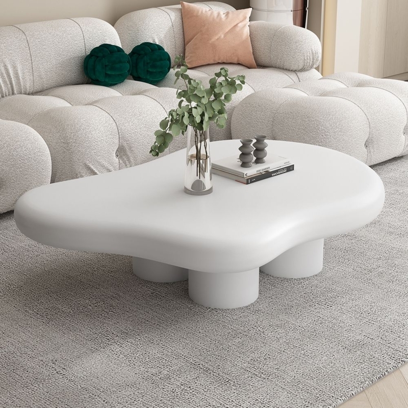 Modern Sculptural White Cloud-Shaped Coffee Table