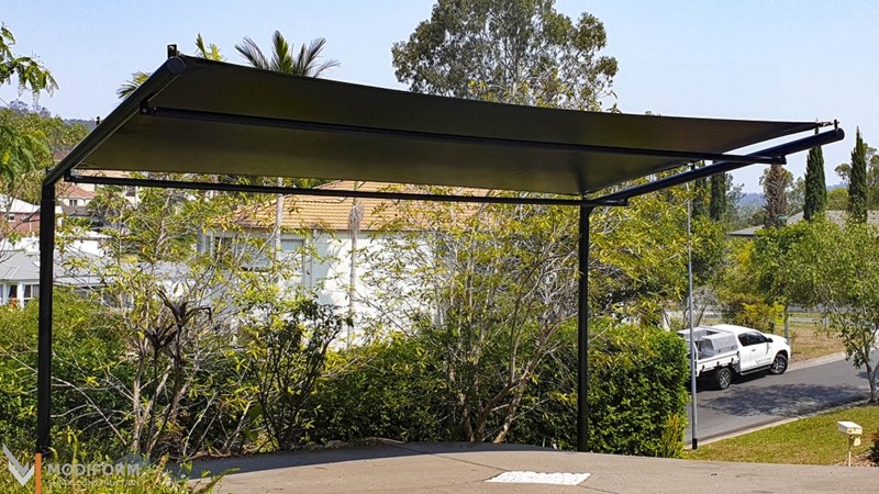 Modern Shade Sail Carport with Steel Frame