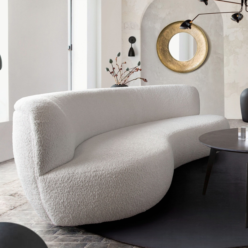 Modern Simone Curved White Sofa for Elegant Living Rooms