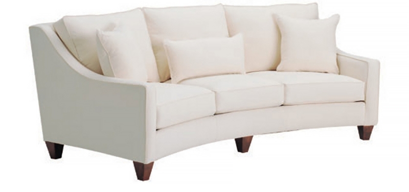 Modern Small Curved White Sofa with Cushions