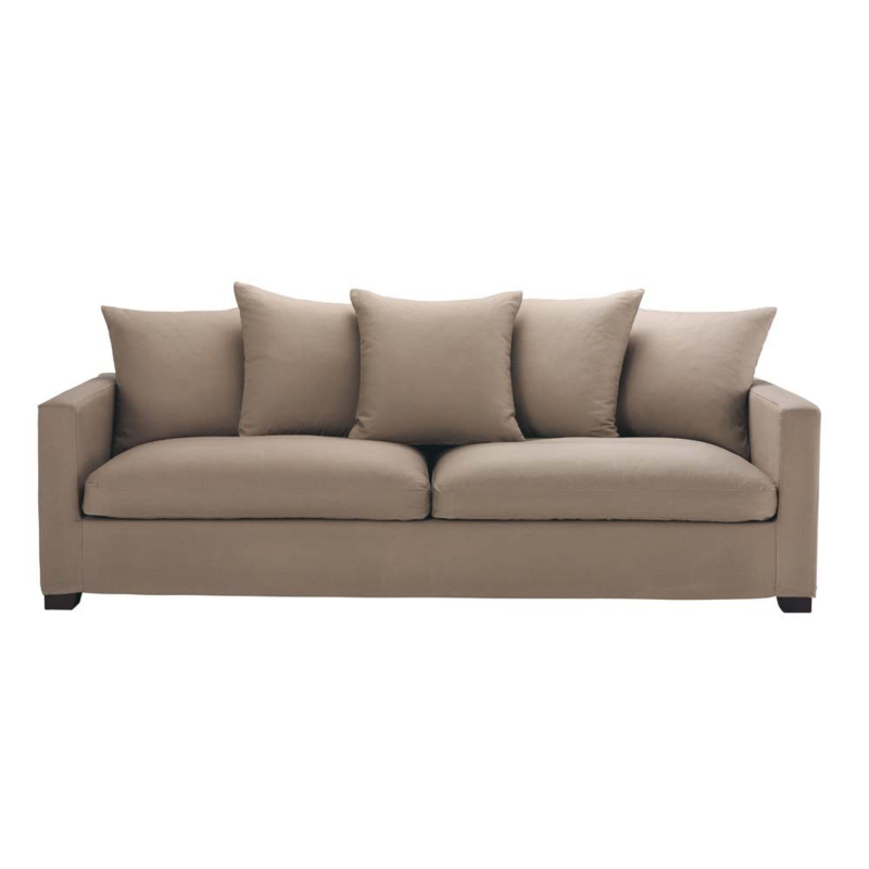 Modern Taupe 4-5 Seat Sofa with Cushions