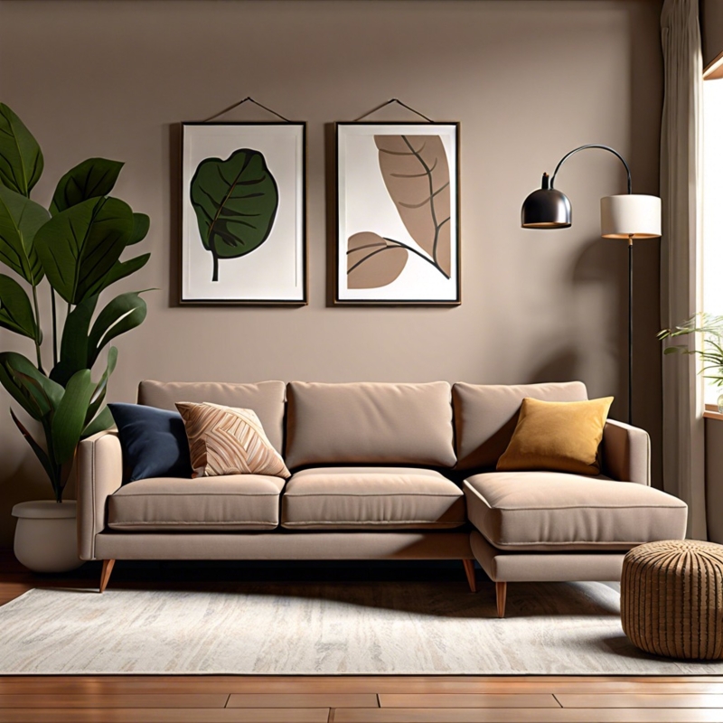 Modern Taupe Sofa Living Room Design Ideas