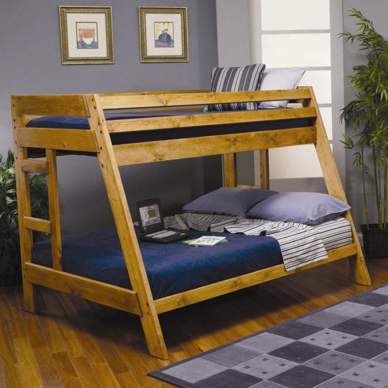 Modern Twin Over Queen Solid Wood Bunk Bed Design