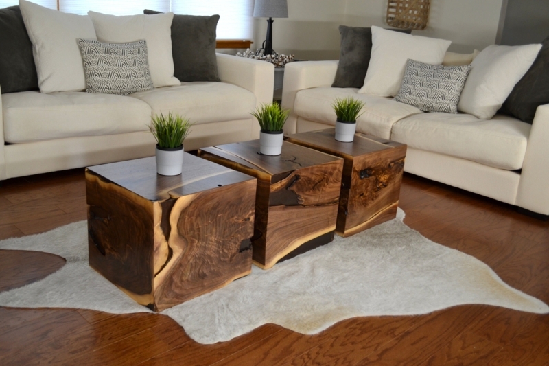 Modern Unique Wooden Cube Coffee Tables
