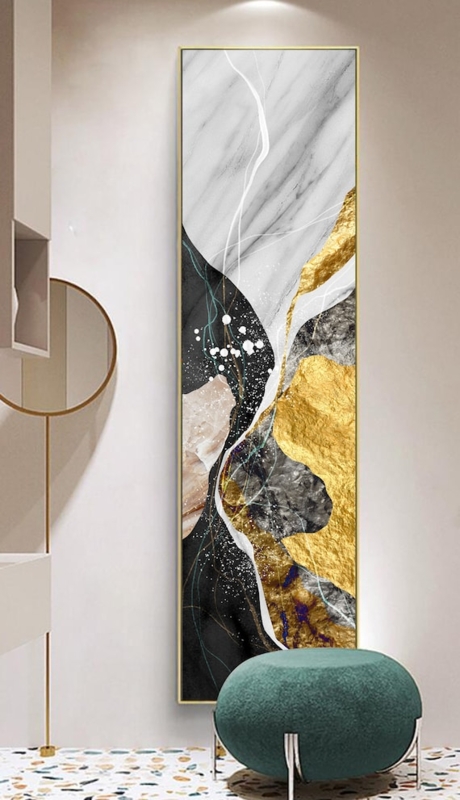 Modern Vertical Wall Art with Gold Foil Accents