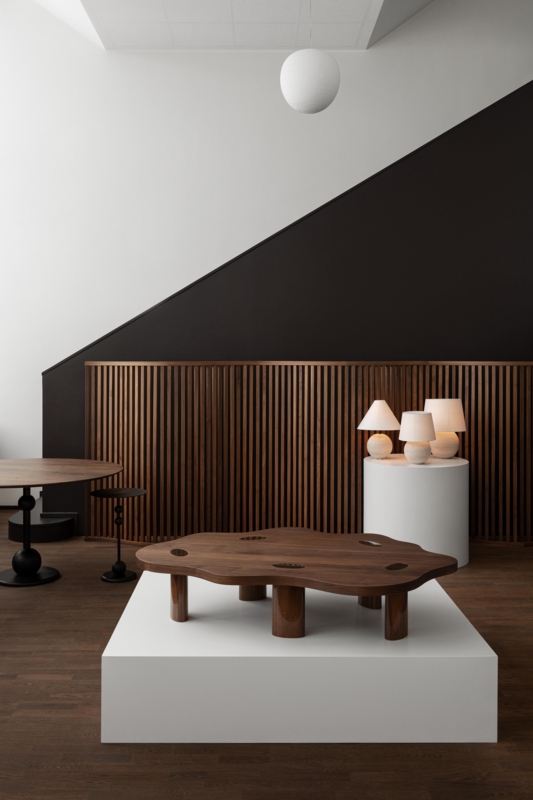 Modern Walnut Cloud Coffee Table in Minimalist Room