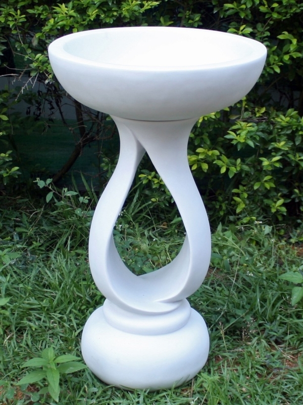 Modern White Sculptural Bird Bath for Garden Decor