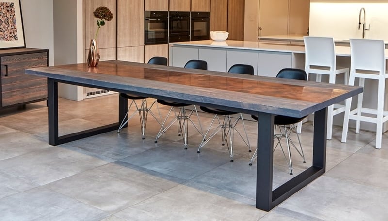 Modern Wood and Metal 12-Seat Dining Table
