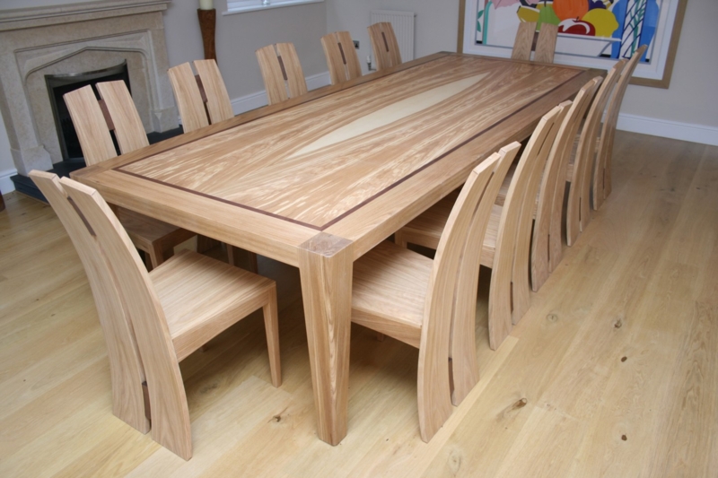 Modern Wooden 12-Seater Dining Table Set