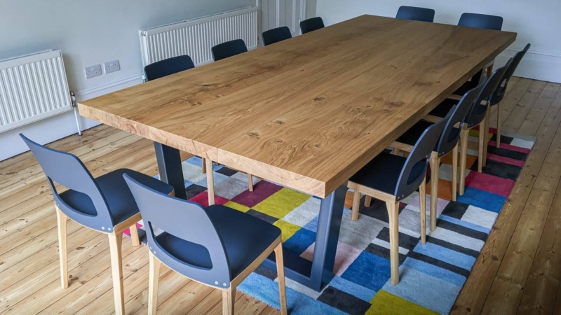 Modern Wooden 12-Seater Dining Table Setup
