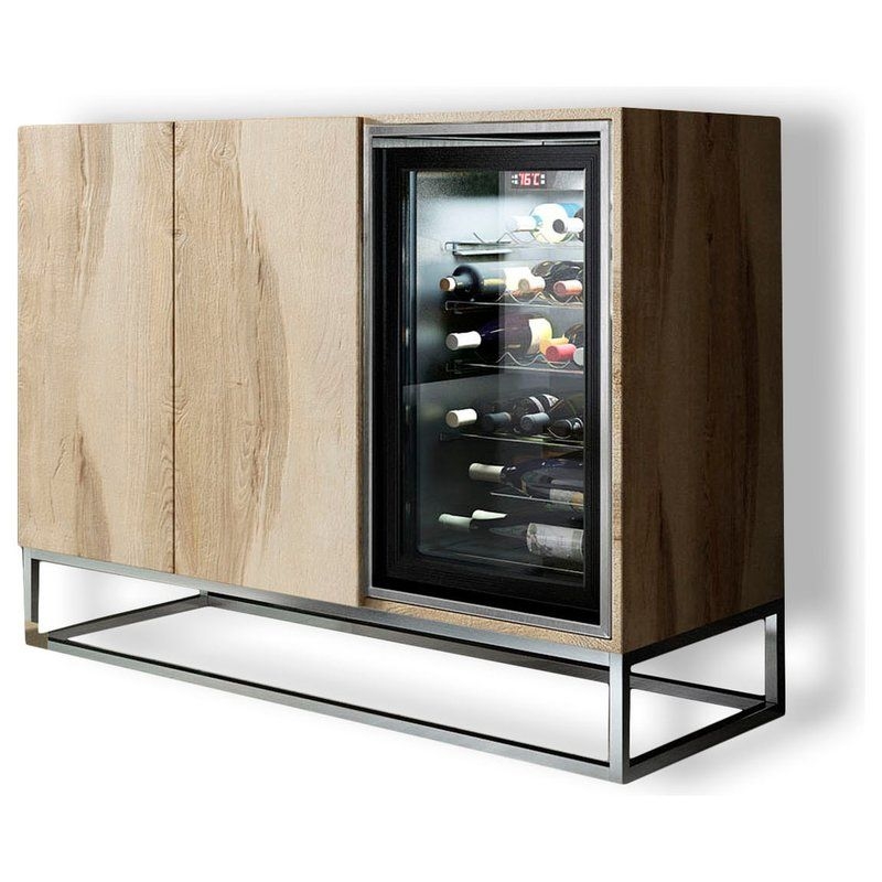 Modern Wooden Bar Cabinet with Built-In Wine Fridge