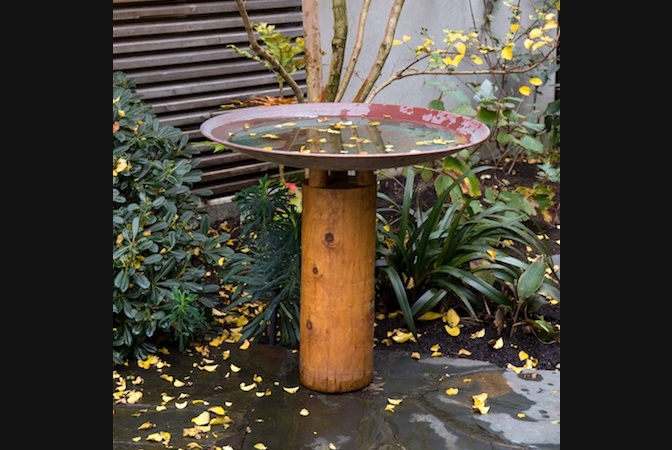 Modern Wooden Birdbath for Stylish Garden Spaces