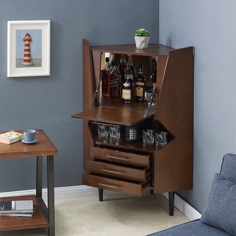 Modern Wooden Corner Bar Cabinet for Dining Room