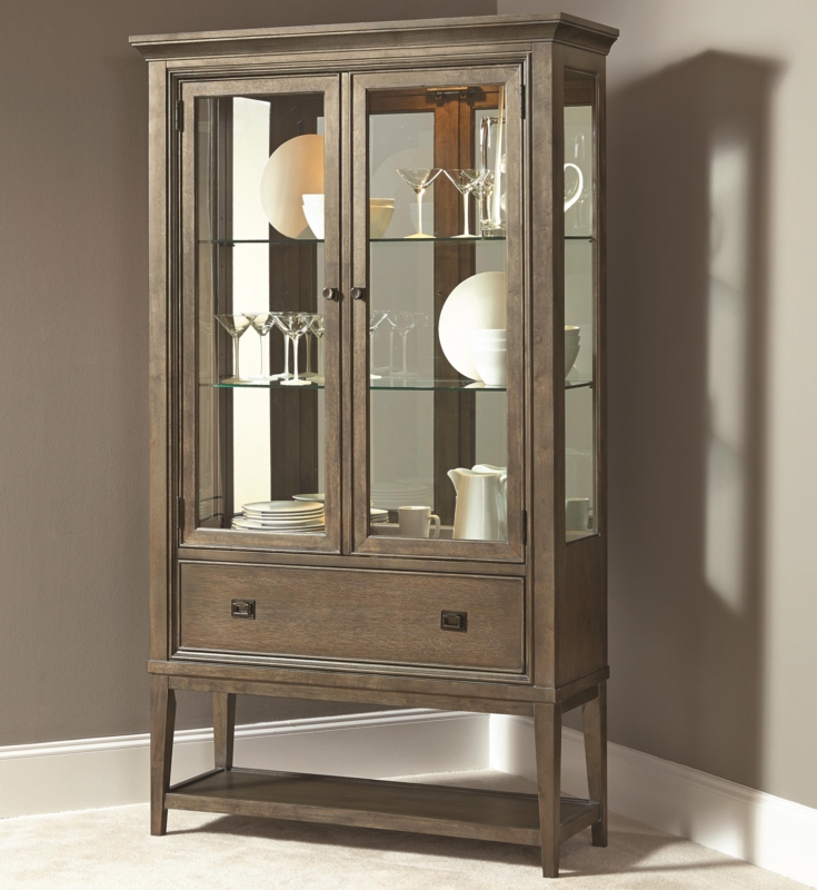 Modern Wooden Curio Cabinet with Glass Display Doors