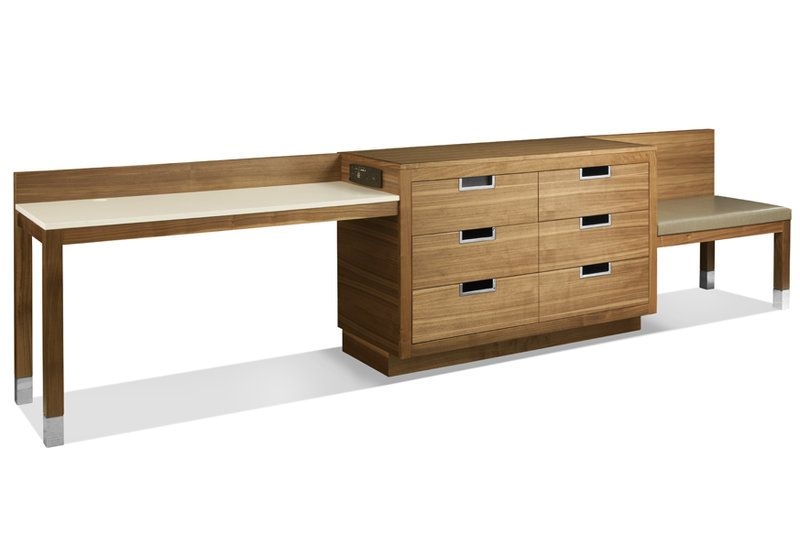 Modern Wooden Dresser Desk Combo with Seating