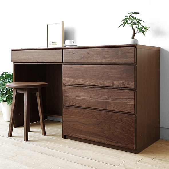 Modern Wooden Dresser Desk Combo with Stool