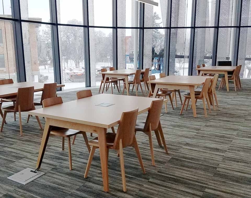 Modern Wooden Library Chairs and Tables Design