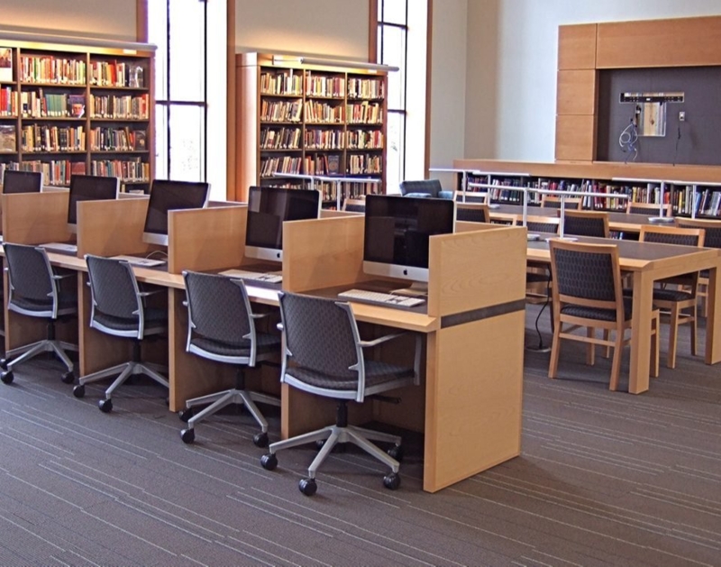 Modern Wooden Library Furniture with Individual Workstations