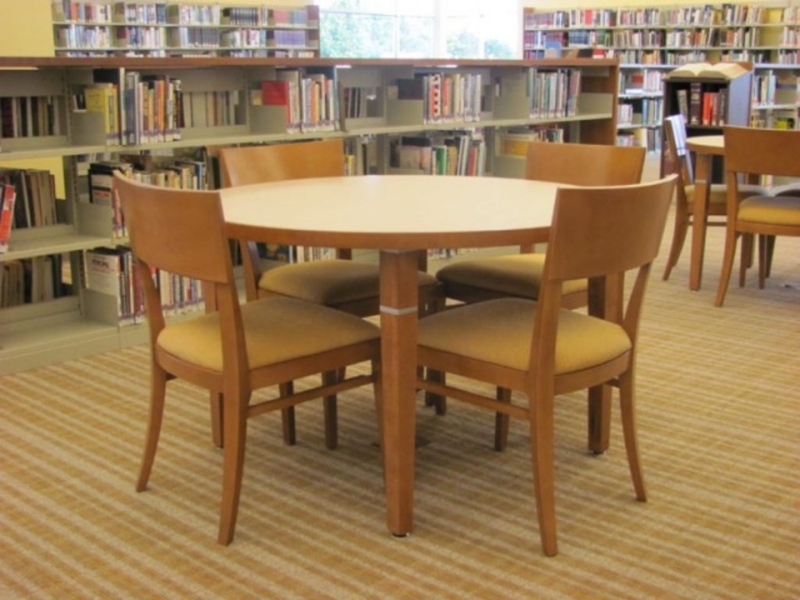 Modern Wooden Library Table and Chairs Setup