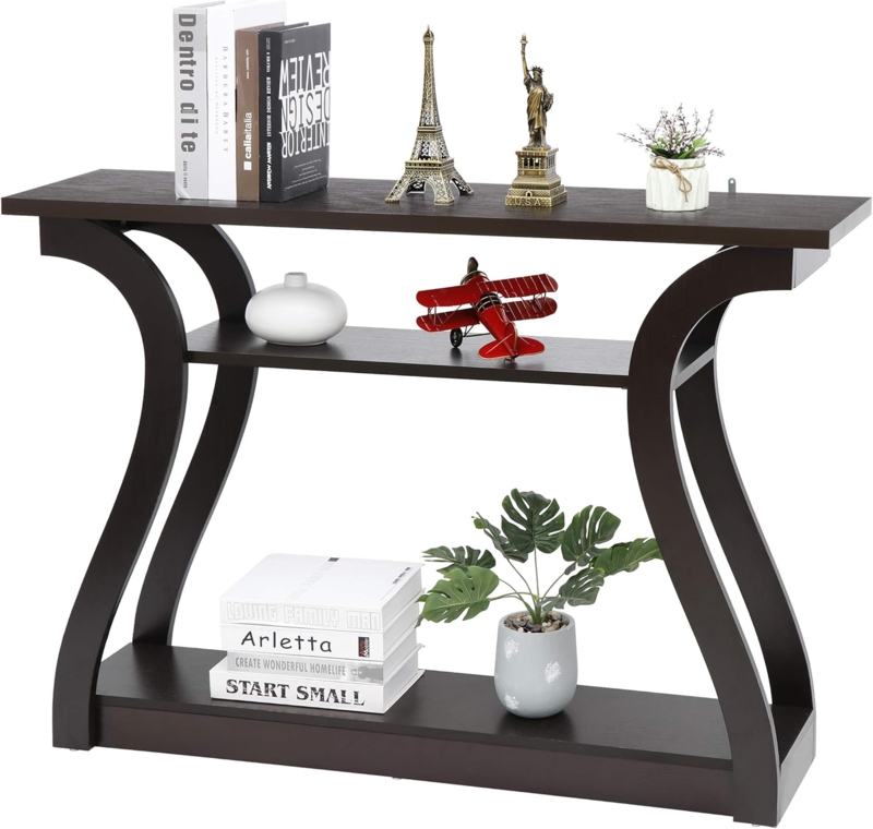 Modern ZenStyle Wood Console Table with Curved Legs