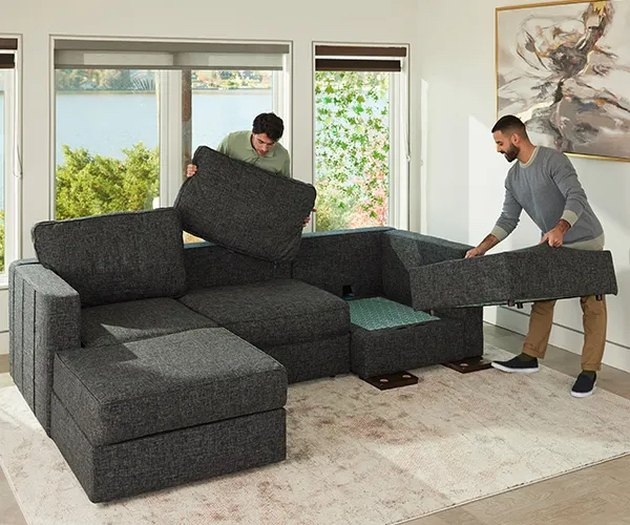 Modular Dark Gray Sectional Sofa with Storage