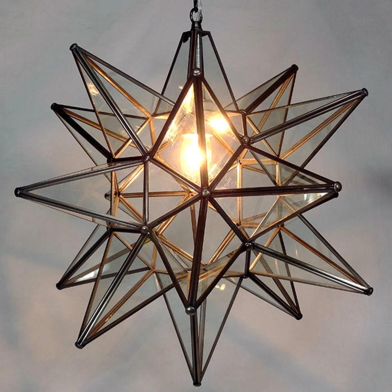 Moravian Star Clear Glass Pendant Light Fixture