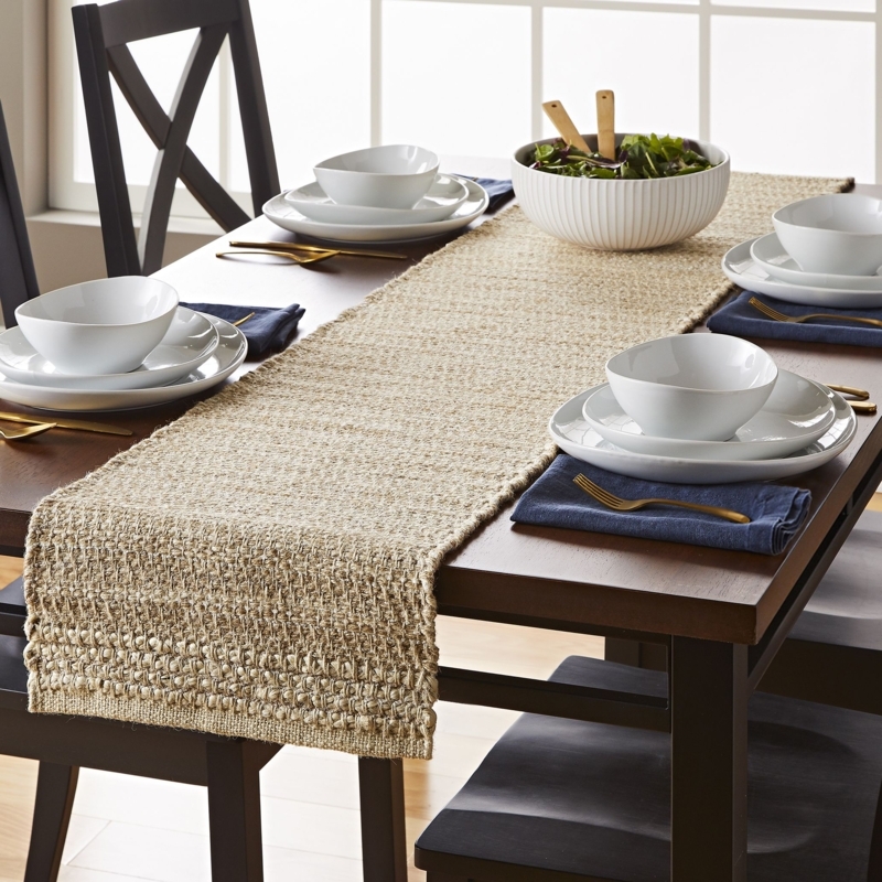 Natural Jute Table Runner on Modern Dining Table