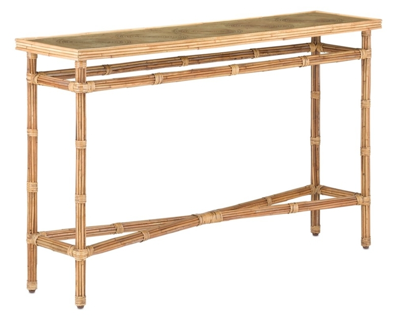 Natural Rattan Console Table with Bamboo Style Frame