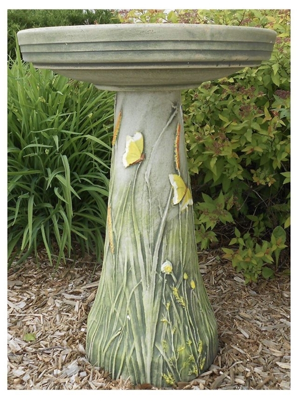 Nature-Inspired Bird Bath with Butterfly Design