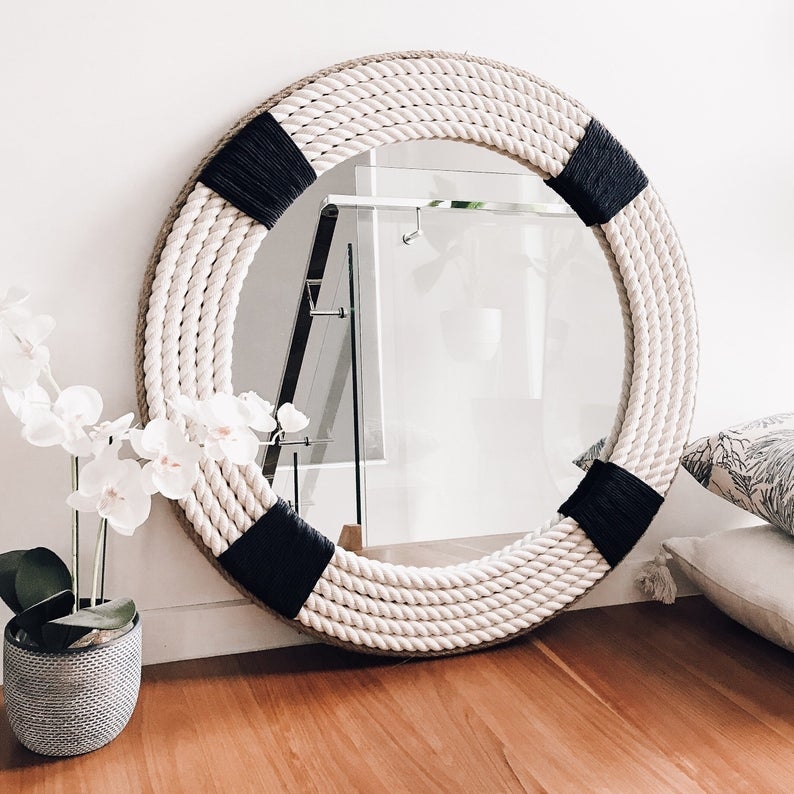 Nautical Coastal Oversized Round Rope Mirror
