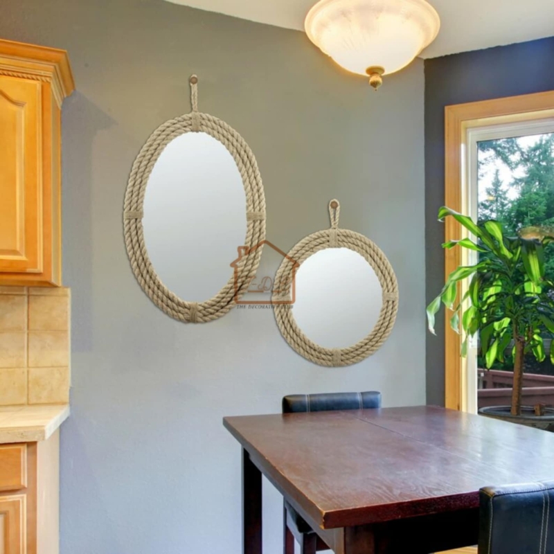 Nautical Rope Framed Round Coastal Wall Mirrors