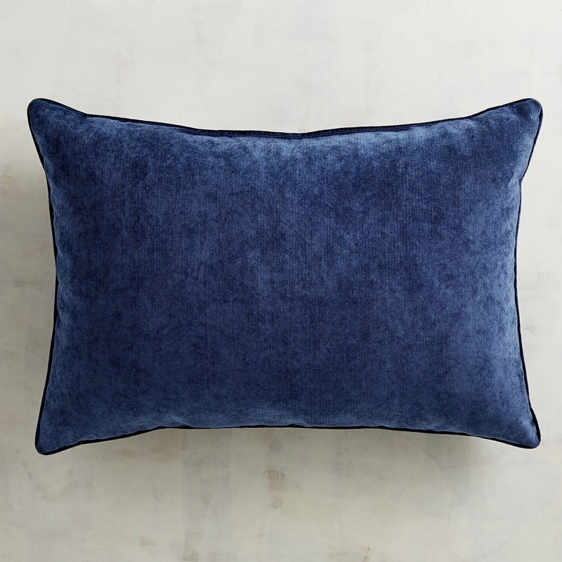 Navy Blue Velvet Lumbar Pillow for Sofas
