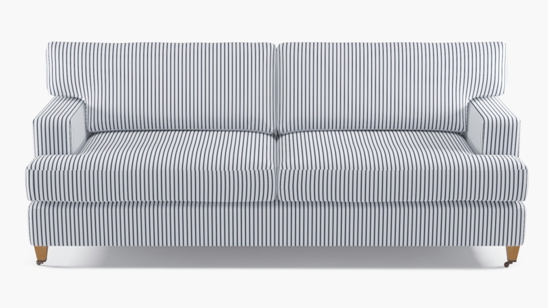 Navy Ticking Stripe Upholstered Classic Sofa