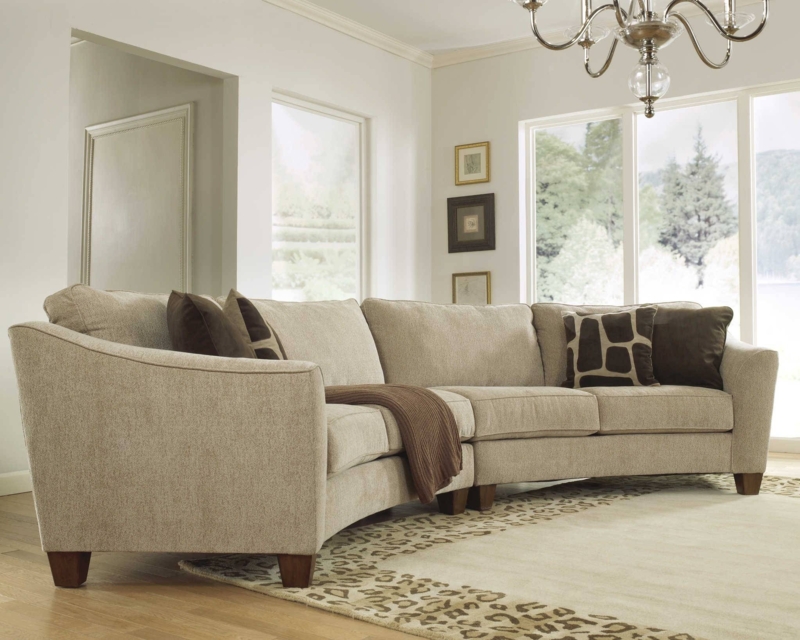 Neutral Curved Sectional Sofa for Cozy Living Room