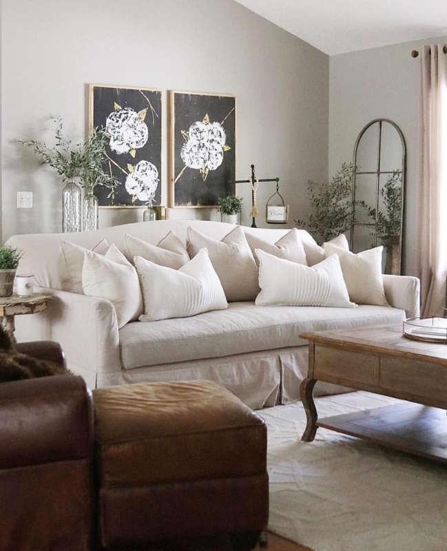 Neutral French Country Living Room Sofa Ideas