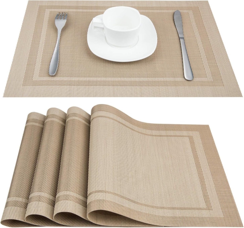 Neutral Metallic Table Runner and Placemat Set