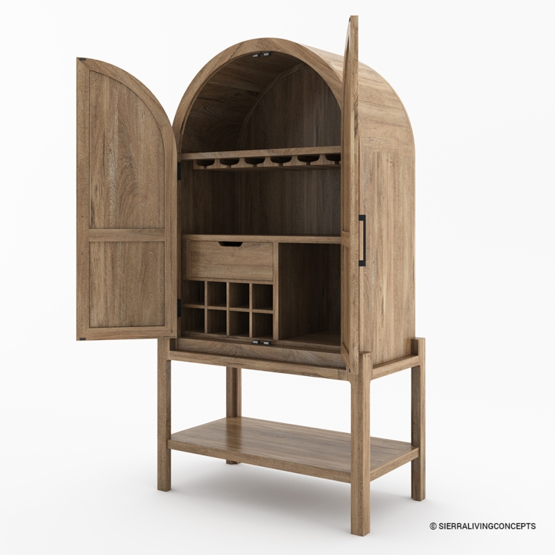 Ocala Curved Tall Bar Cabinet with Wine Storage