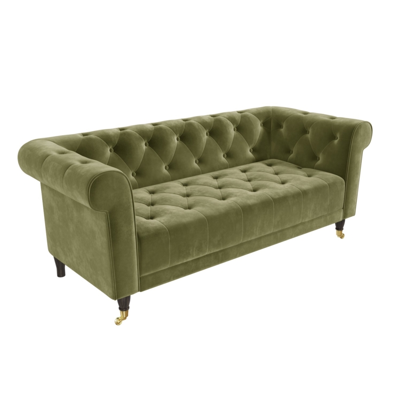 Olive Green Velvet Chesterfield Sofa Classic Design
