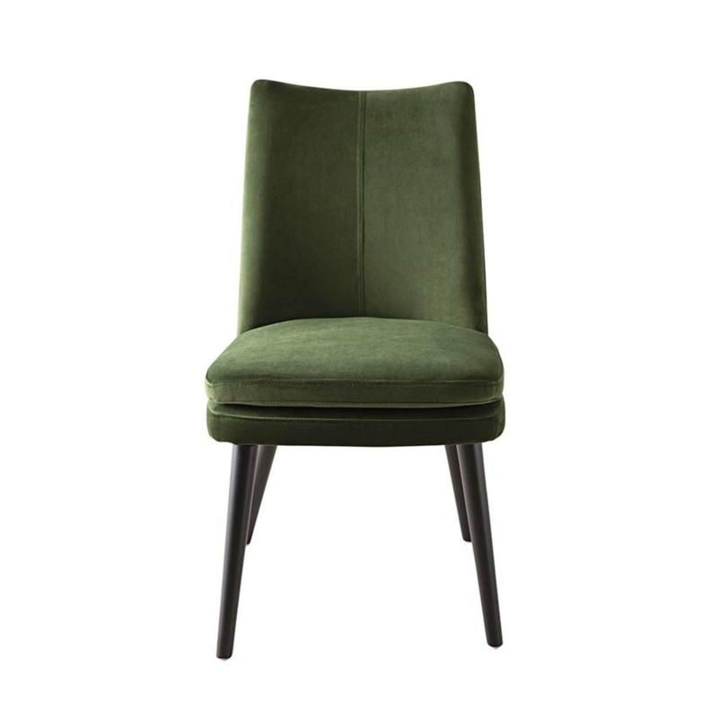 Olive Green Velvet Dining Chair with Black Legs