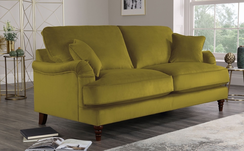 Olive Green Velvet Sofa for Modern Living Room