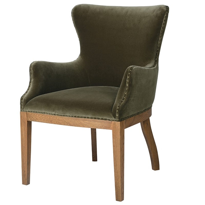 Olive Green Velvet Upholstered Dining Chair