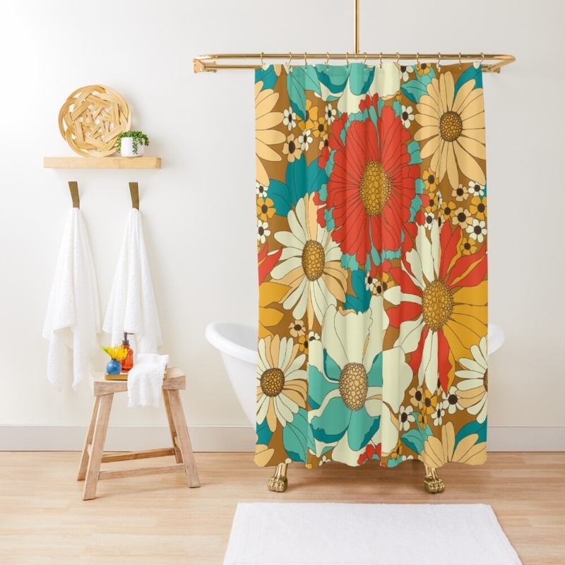 Orange Floral Shower Curtain / Give the bathroom a charming finish with ...
