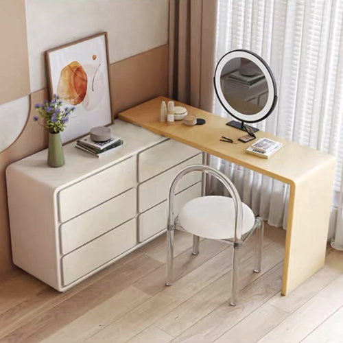 Orren Ellis Kovie Modern Home Office Expandable Dresser Desk Combo With ...