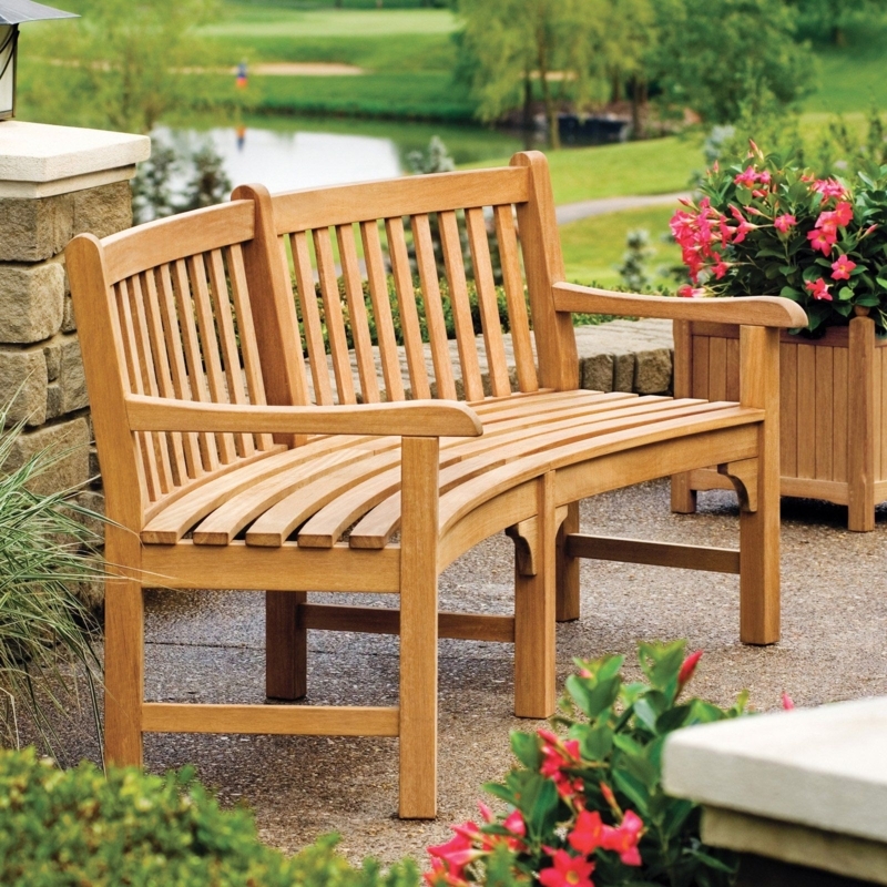 Outdoor Shorea Wood Curved Garden Bench