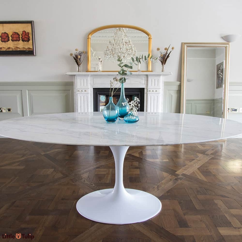 Oval White Marble Eero Saarinen Tulip Dining Table