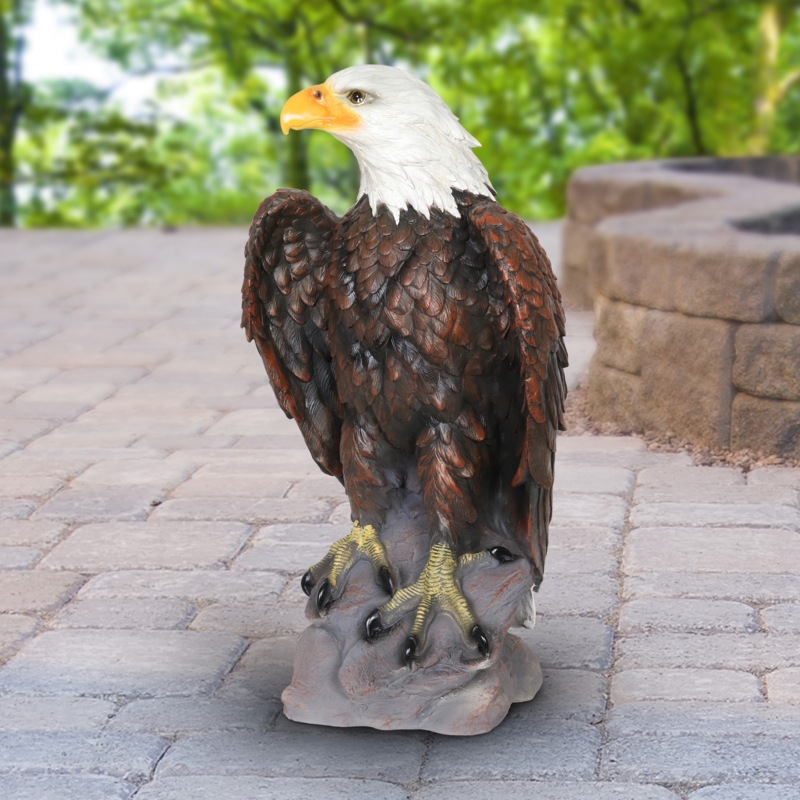 Patriotic Bald Eagle Figurine for Outdoor Decor