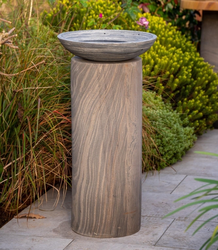 Pewter Grey Natural Sandstone Garden Bird Bath