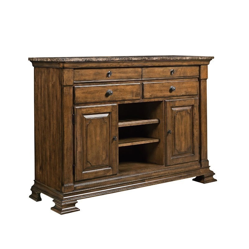 Portolone Marble Top Wooden Sideboard with Storage