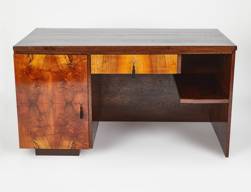 Rare Art Deco Wooden Office Desk with Drawers