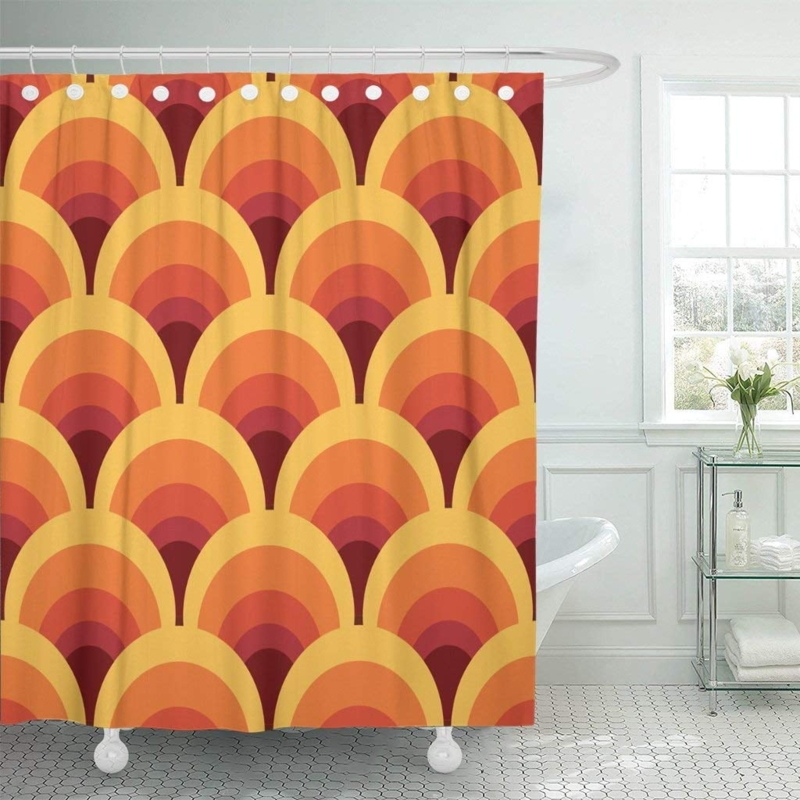 Retro 1970s Geometric Pattern Shower Curtain